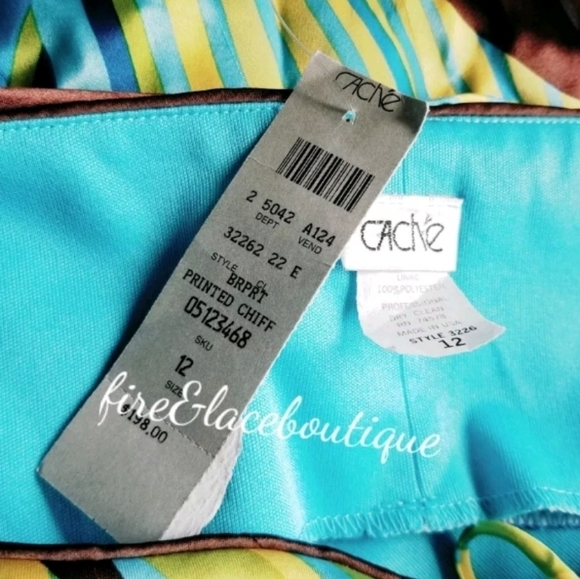 NWT CACHE WATERCOLOR SILK DRESS SZ L 12 - Picture 7 of 7